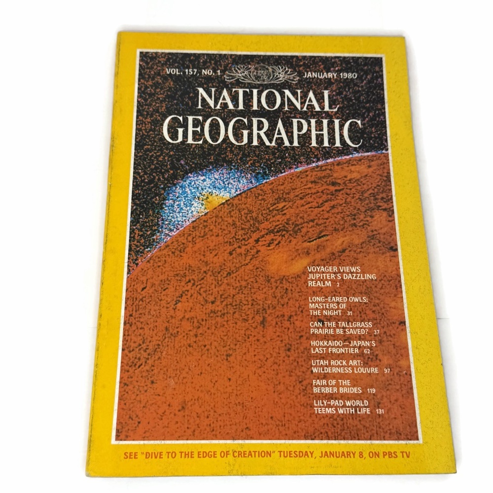 Vintage 1980 National Geographic Magazine Jupiter Owls Prairie Hokkaido Rock Art